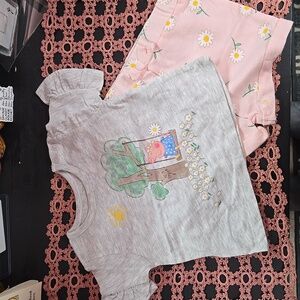 Peppa Pig Light Gray Sleeve Tee & Pink Floral Shorts Set 6-9 Months